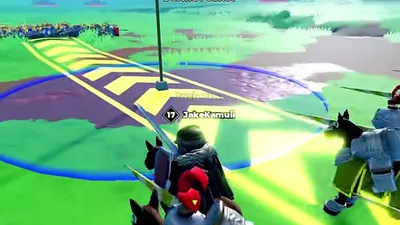 Mounted knights charging across an open field toward a marked battle zone.